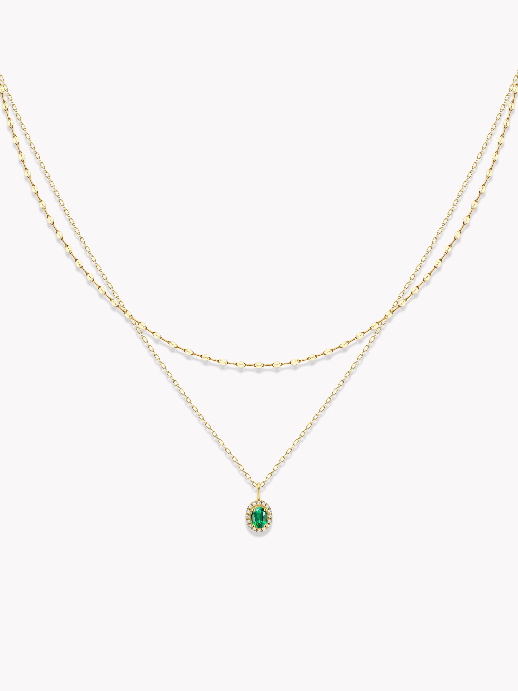 Emerald Double-Layer Necklace