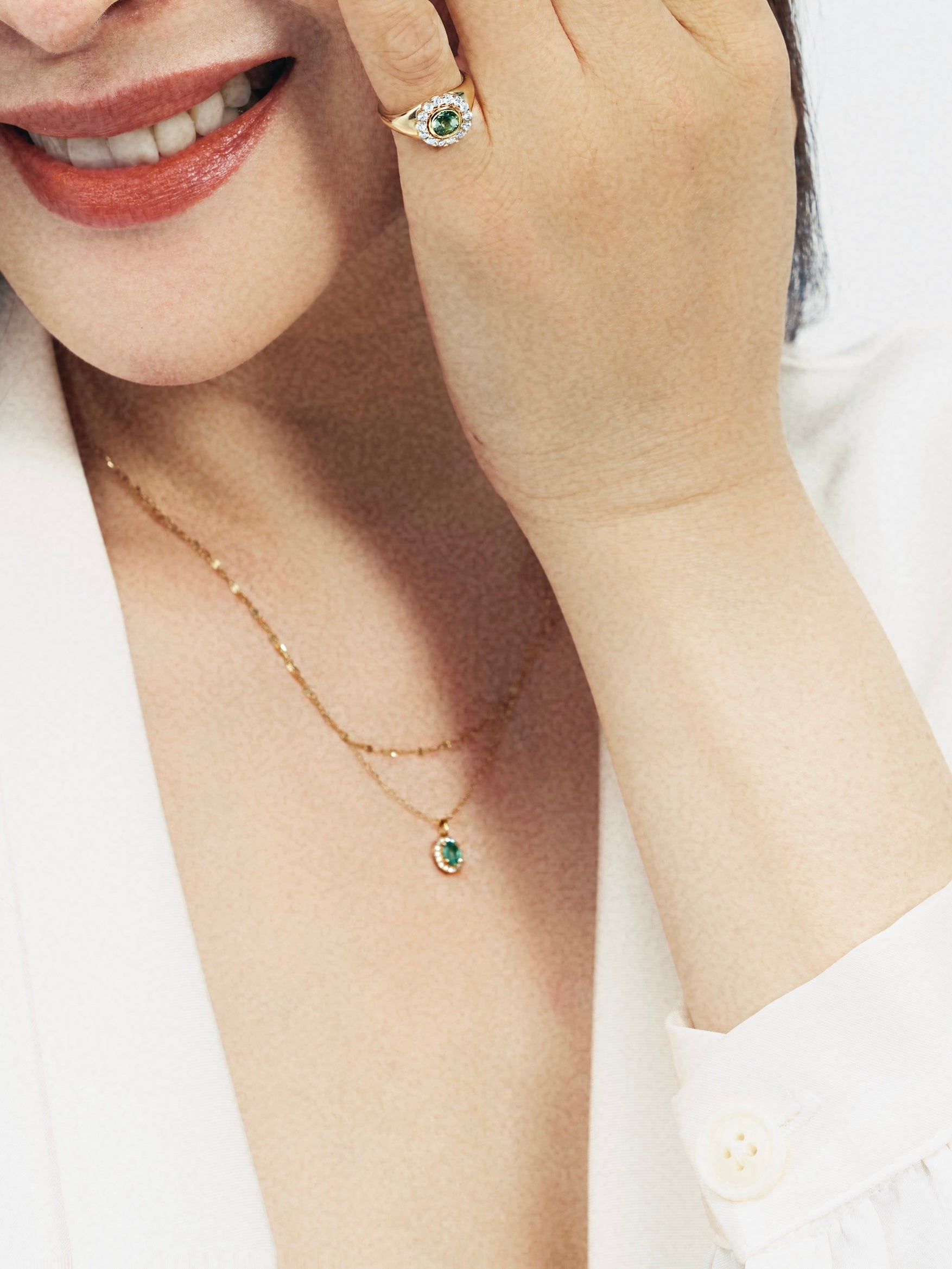 Emerald Double-Layer Necklace