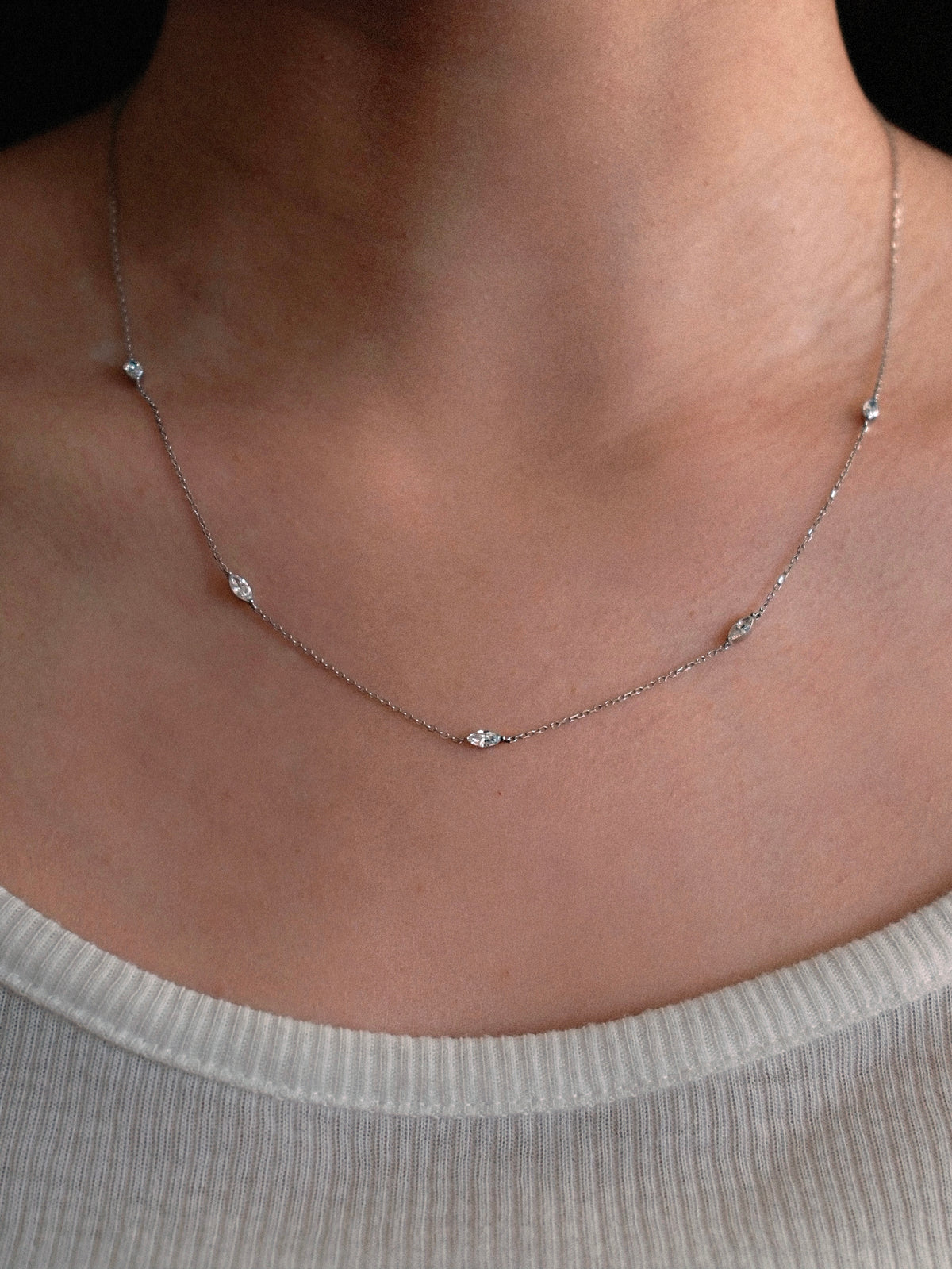 Marquise Diamond Station Necklace